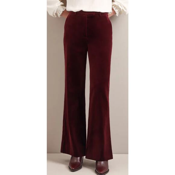 THE KOOPLES Burgundy Velvet Suit Trousers - Size 35 French/US 0 - Picture 1 of 5